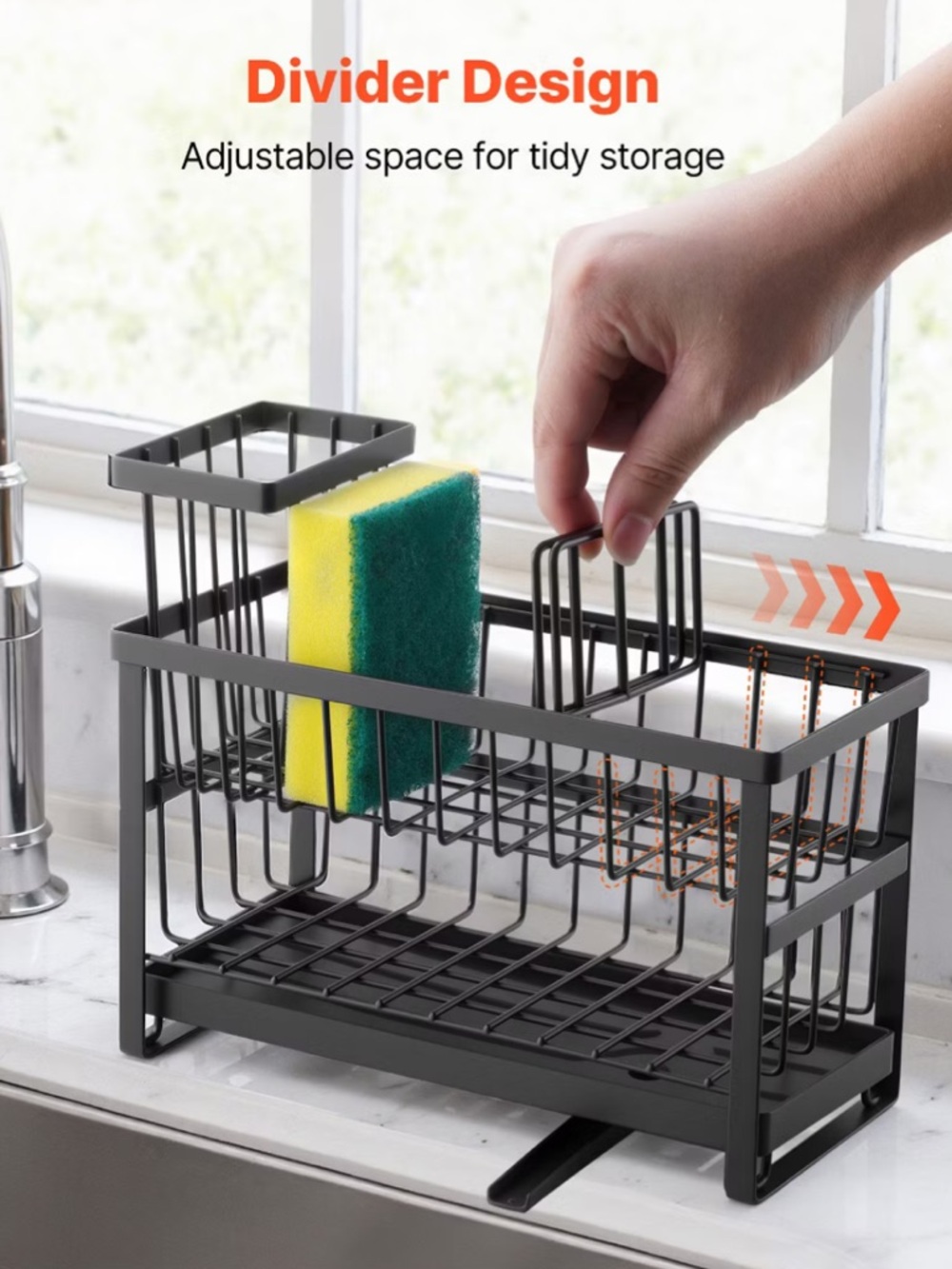 NIB Black 2 Tier Sponge Holder Kitchen Sink Caddy Organizer - Picture 5 of 14